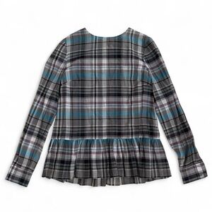 $400 SUNO cotton plaid peplum shirt
